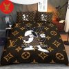 Louis Vuitton Gold Logo Brown Logo Luxury Brand Bedspread Duvet Cover Set Home Decor Bedding Set