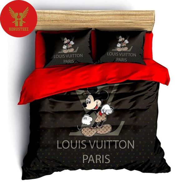 Louis Vuitton, Louis Vuitton Bedding Set Mickey Mouse Luxury Brand Fashion Merchandise Bedding Set