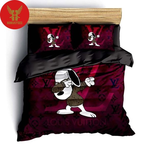 Louis Vuitton, Louis Vuitton Bedding Set Snoopy Luxury Brand Fashion Merchandise Bedding Set