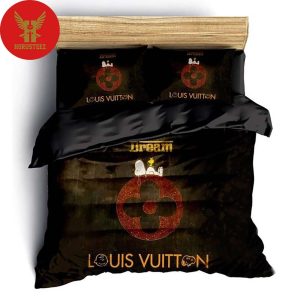 Louis Vuitton, Louis Vuitton Bedding Set Snoopy Luxury Brand Fashion Premium Merchandise Bedding Set