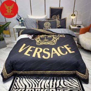 Luxury Gold Versace Logo Brands Merchandise Bedding Set