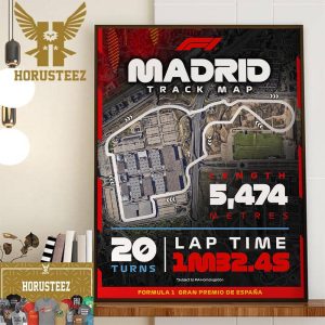 Madrid Track Map F1 Spanish GP Length 5474m 20 Turns Wall Decor Poster Canvas