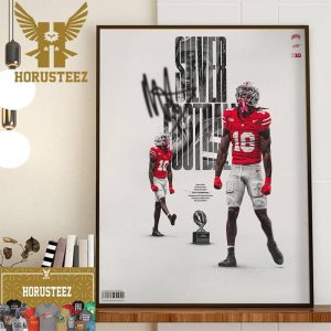 Marvin Harrison Jr Silver Football Award Winner The Best Player In Big Ten Football Wall Decor Poster Canvas