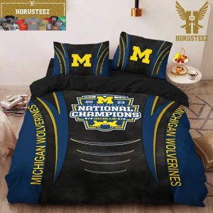 Michigan Wolverine Football 2023 National Champions Go Blue Bedding Set