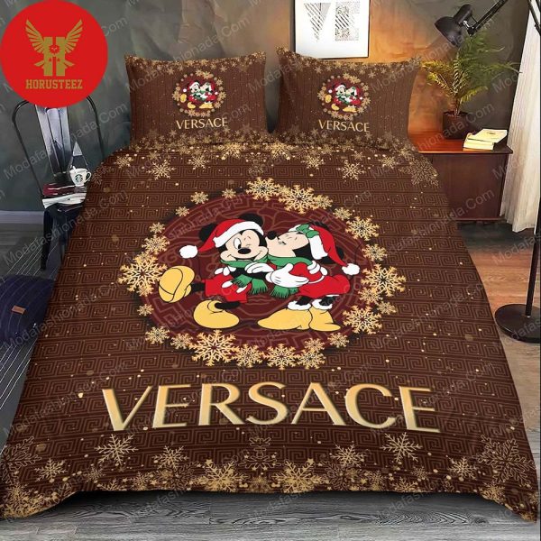 Mickey And Minnie Versace Merry Christmas Luxury Brand Merchandise Bedding Sets