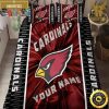 NFL Arizona Cardinals Custom Name Black Red King And Queen Luxury Bedding Set