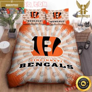 NFL Cincinnati Bengals Light Orange King And Queen Luxury Bedding Set
