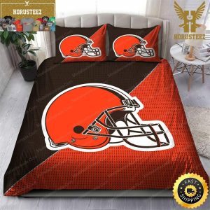 NFL Cleveland Browns Orange King And Queen Luxury Bedding Set
