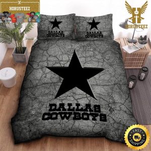 NFL Dallas Cowboys Grey Stone Black Logo King And Queen Luxury Bedding Set
