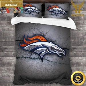 NFL Denver Broncos Grey King And Queen Luxury Bedding Set