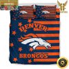 NFL Denver Broncos Orange Navy Blue King And Queen Luxury Bedding Set