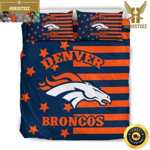 NFL Denver Broncos Orange Navy Blue Luxury Bedding Set
