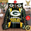 NFL Green Bay Packers Custom Name Big Logo Xmas Reindeers King And Queen Luxury Bedding Set