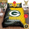 NFL Green Bay Packers Custom Name Big Logo Xmas Reindeers King And Queen Luxury Bedding Set