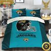 NFL Jacksonville Jaguars Custom Name Teal Gold King And Queen Luxury Bedding Set
