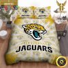 NFL Jacksonville Jaguars Teal Gold King And Queen Luxury Bedding Set