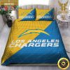 NFL Los Angeles Chargers Custom Name Gold Blue King And Queen Luxury Bedding Set