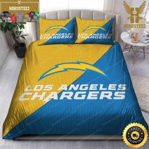 NFL Los Angeles Chargers Gold Blue King And Queen Luxury Bedding Set