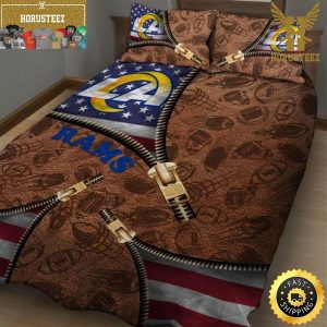 NFL Los Angeles Rams American Flag King And Queen Luxury Bedding Set
