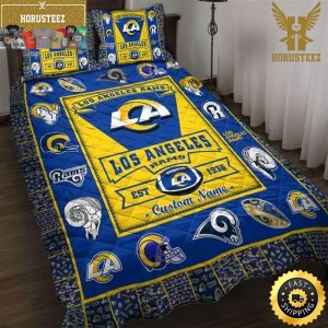NFL Los Angeles Rams Custom Name Logo History King And Queen Luxury Bedding Set