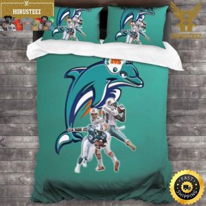 NFL Miami Dolphins Aqua King And Queen Luxury Bedding Set