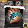 NFL Miami Dolphins Aqua Orange King And Queen Luxury Bedding Set