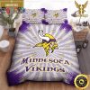 NFL Minnesota Vikings Custom Name Purple Yellow Logo King And Queen Luxury Bedding Set