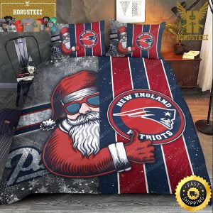 NFL New England Patriots Christmas Stanta Claus King And Queen Luxury Bedding Set