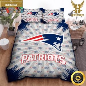 NFL New England Patriots Grey Navy King And Queen Luxury Bedding Set
