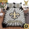 NFL New Orleans Saints Custom Name Black Golden King And Queen Luxury Bedding Set