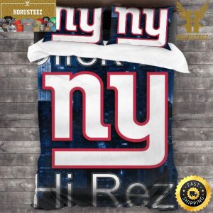 NFL New York Giants Blue White King And Queen Luxury Bedding Set
