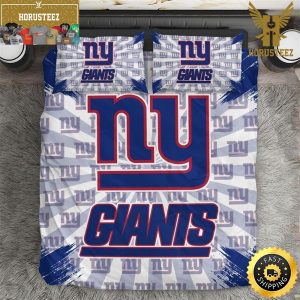 NFL New York Giants Grey Blue King And Queen Luxury Bedding Set