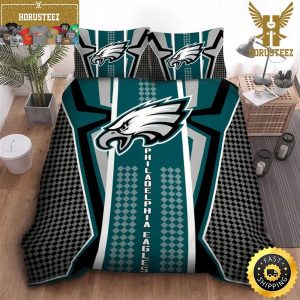 NFL Philadelphia Eagles Green Grey King And Queen Luxury Bedding Set