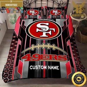 NFL San Francisco 49ers Custom Name Limited Edition King And Queen Luxury Bedding Set