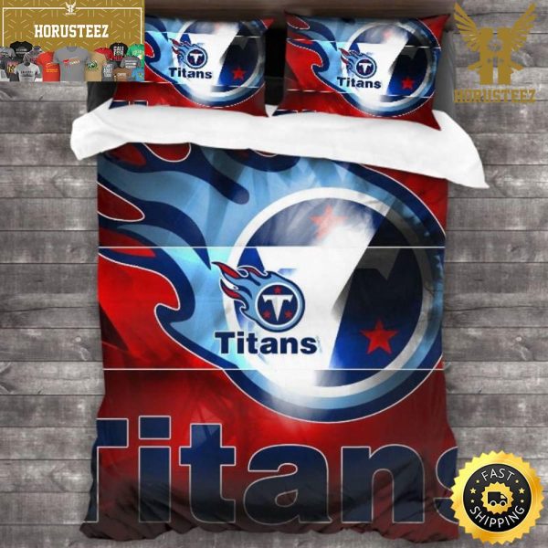 NFL Tennessee Titans Red Blue King And Queen Luxury Bedding Set