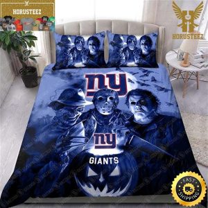 New York Giants NFL Halloween Horror Movie King And Queen Luxury Bedding Set
