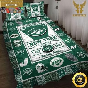 New York Jets NFL Logo History Personalized King And Queen Luxury Bedding Set