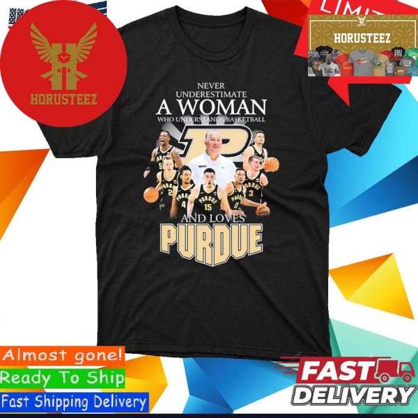 Official Never Underestimate A Woman Who Understands Basketball And Loves Purdue Boilermakers 2023-2024 Signatures Unisex T-Shirt