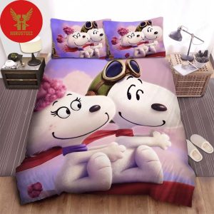 Peanuts Snoopy And Fifi Flying Bed Sheets Spread Comforter Duvet Quilt Merchandise Bedding Set
