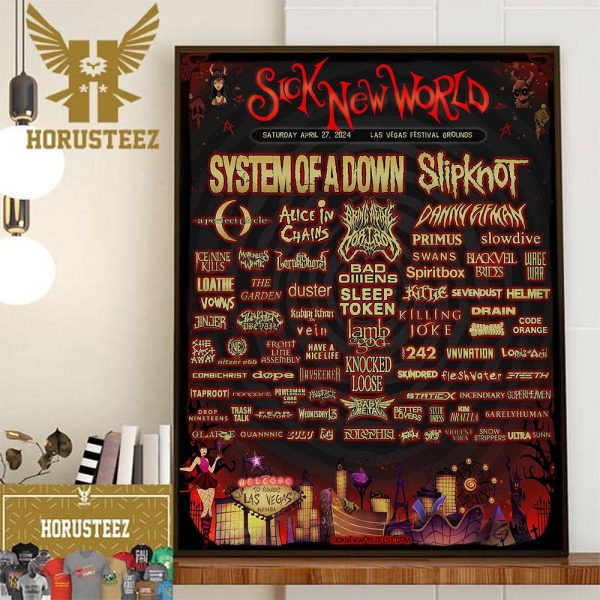 Sick New World Lineup In Las Vegas Festival Grounds Las Vegas NV Sat Apr 27th 2024 Wall Decor Poster Canvas