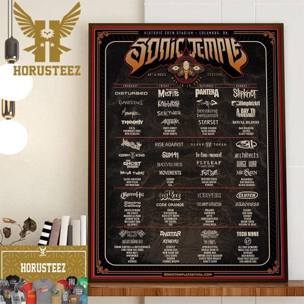 Sonic Temple Art And Music Festival Lineup May 16-19 2024 At Historic Crew Stadium Columbus OH Wall Decor Poster Canvas