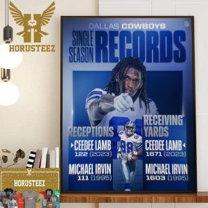 The Dallas Cowboys Player 88 CeeDee Lamb Record Books Wall Decorations Poster Canvas