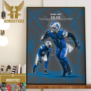 The Detroit Lions DL Aidan Hutchinson 3.0 Sacks Mark The Most By A Lions Player In A Single Postseason Wall Decor Poster Canvas