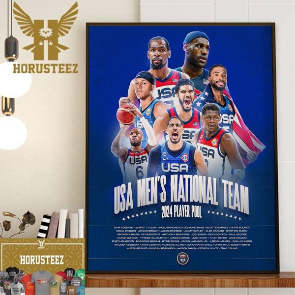 USA Basketball Mens National Team 2024 The Paris Player Pool Wall Decor Poster Canvas
