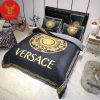 Versace Black White Fashion Logo Luxury Brand Merchandise Bedding Set