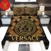 Versace Logo Gold And White Pattern Brand Bedding Set