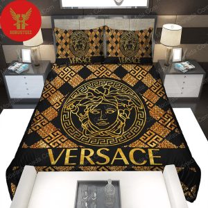 Versace Logo Yellow Pattern Luxury Brand Merchandise Bedding Sets