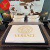 Versace White Green Fashion Logo Luxury Brand Merchandise Bedding Set