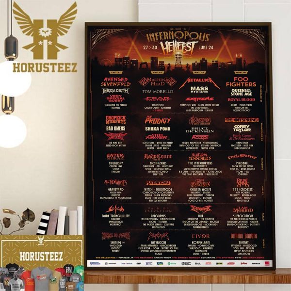 Welcome To Infernopolis Hellfest Open Air Festival Lineup 27th-30th June 2024 Wall Decor Poster Canvas
