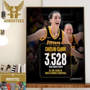 Caitlin Clark 3528 NCAA Career Points All-Time Leader In NCAA DI Womens Basketball Wall Decor Poster Canvas